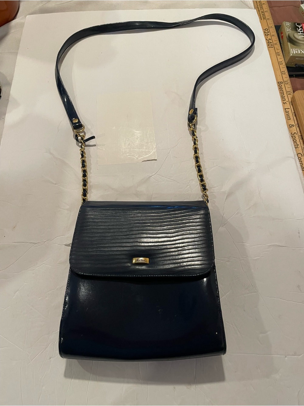 Vintage Koltov Leather? Navy Purse Handbag Crossbody